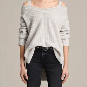 Nwt all saints dasha v neck cold shoulder sweater
